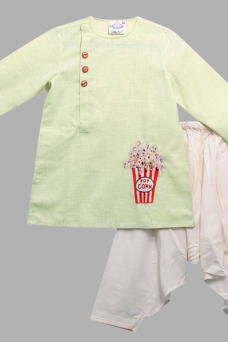 Buy Little Brats Green Linen, Rayon, Cotton Applique Kurta Set Online at Aza Fashions Buy_Little Brats_Green Linen, Rayon, Cotton Applique Kurta Set _Online_at_Aza_Fashions