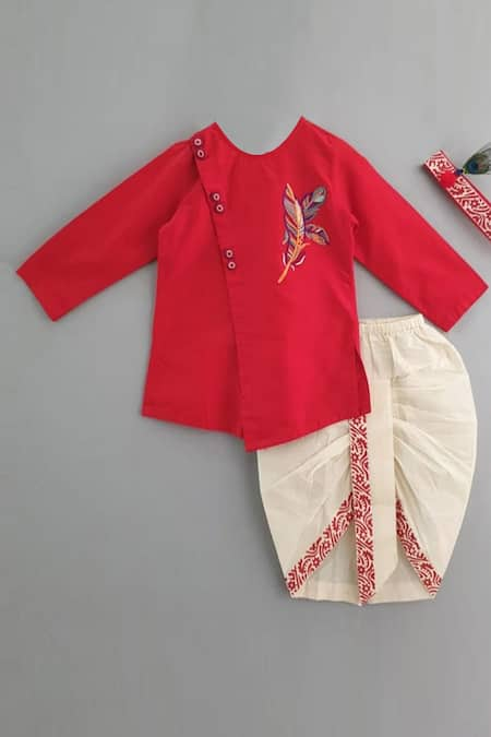 Little Brats Embroidered Kurta With Dhoti Pant 