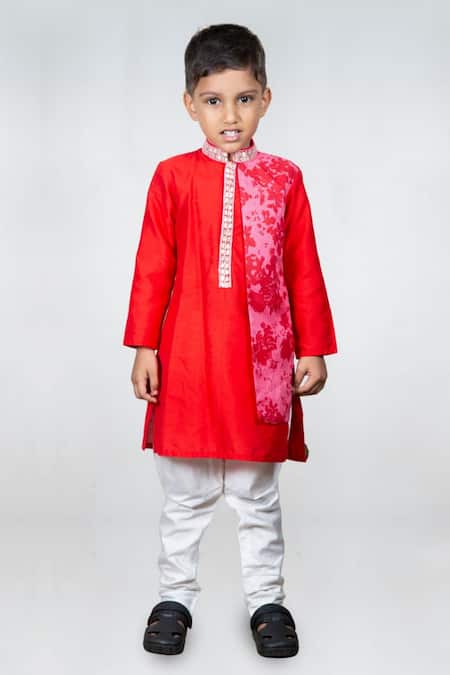 LITTLE BRATS Floral Embroidered Kurta & Pant Set 