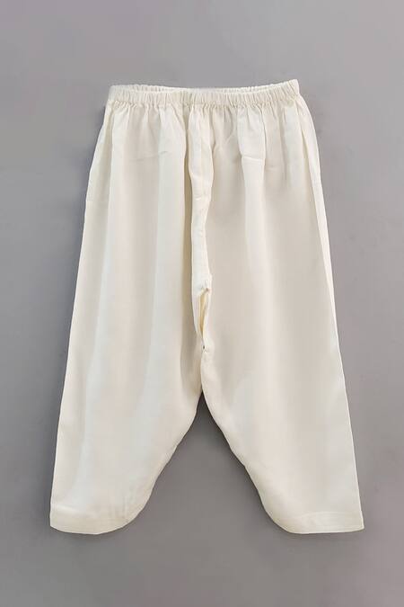 Little Brats White Rayon, Cotton, Silk Embroidery Katan Kurta Set Online at Aza Fashions Little Brats_White Rayon, Cotton, Silk Embroidery Katan Kurta Set _Online_at_Aza_Fashions