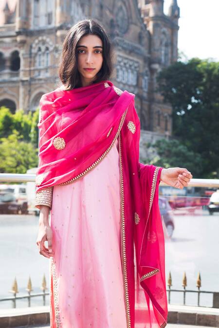 Lajjoo C_Pink Chanderi Dupatta _Online_at_Aza_Fashions