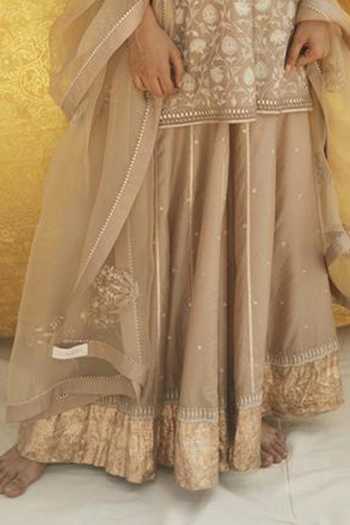 Lajjoo C_Beige Organza Embroidered Dupatta _Online_at_Aza_Fashions