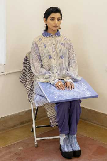 Buy The Loom Art Purple Handwoven Cotton Silk Collared Neck Scalloped Top Online at Aza Fashions Buy_The Loom Art_Purple Handwoven Cotton Silk Collared Neck Scalloped Top _Online_at_Aza_Fashions