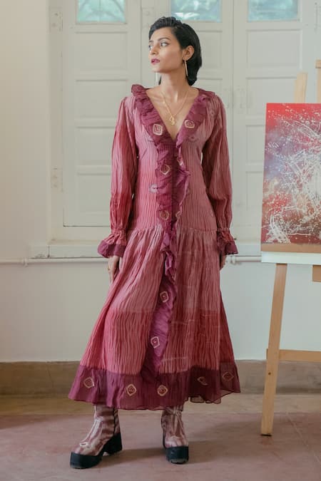 The Loom Art Shibori Frill Dress 