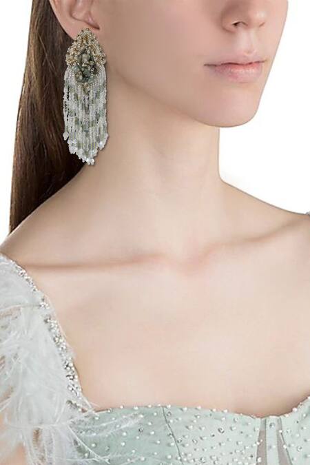 Buy Gold Plated Pearl Bead Tassel Earrings by House of D'oro Online at Aza  Fashions.
