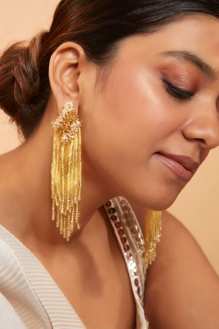 Buy Silver shine Partywear Yellow Colour and Black Colour Tassel Earrings  combo set pair of 2 for Girls and Women Jewellery Online at Low Prices in  India - Paytmmall.com