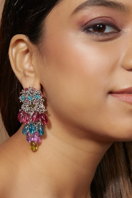 House of D'oro Multi Color Beads Drop Earrings