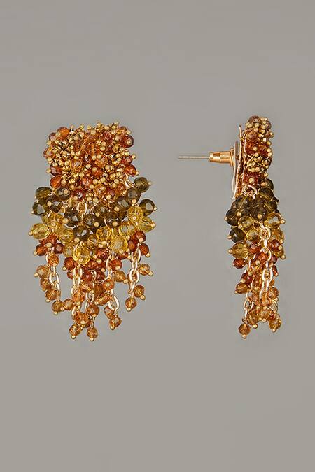 House Of D"Oro Multi Color Beads Handmade Earrings Online at Aza Fashions House Of D"Oro_Multi Color Beads Handmade Earrings_Online_at_Aza_Fashions