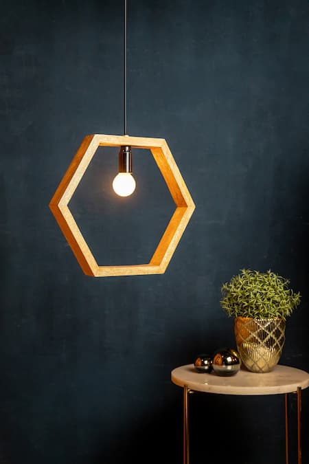 Logam Brown Aluminium Hexagonal Pendant Light 