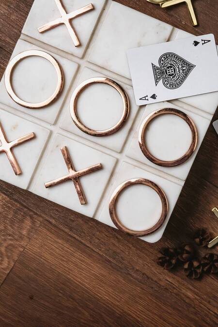 Logam_Gold Tic Tac Toe Table Decor Single Pc_Online_at_Aza_Fashions