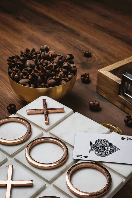 Buy_Logam_Gold Tic Tac Toe Table Decor Single Pc_Online_at_Aza_Fashions
