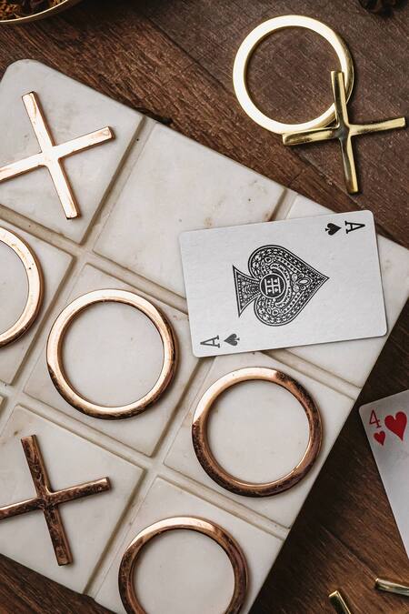 Logam_Gold Tic Tac Toe Table Decor Single Pc_at_Aza_Fashions