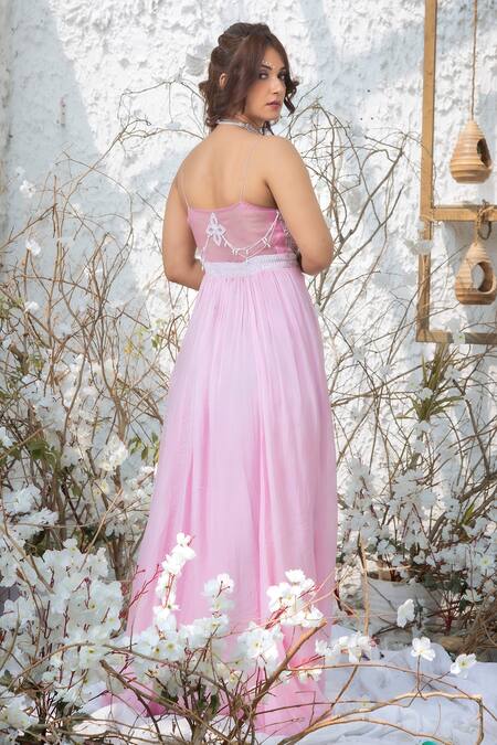 Shop Kanj By Priyanka A Sakhuja Pink Silk Tabby Sequin Andthread Work Sweetheart Neck Leena Embroidered Gown at Aza Fashions Shop_Kanj By Priyanka A Sakhuja_Pink Silk Tabby Sequin Andthread Work Sweetheart Neck Leena Embroidered Gown _at_Aza_Fashions