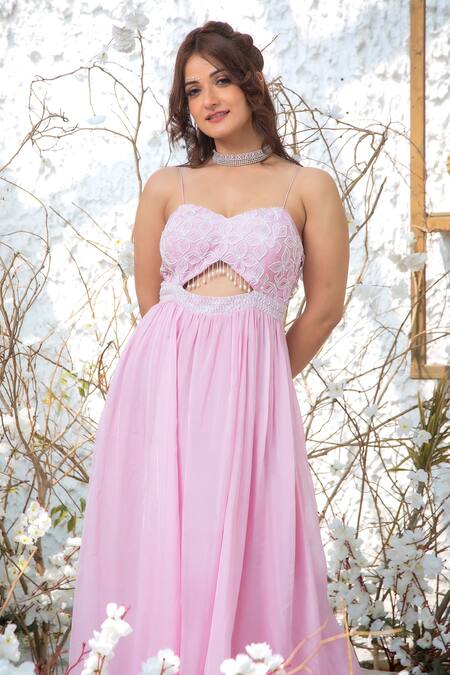 Kanj By Priyanka A Sakhuja Pink Silk Tabby Sequin Andthread Work Sweetheart Neck Leena Embroidered Gown Online at Aza Fashions Kanj By Priyanka A Sakhuja_Pink Silk Tabby Sequin Andthread Work Sweetheart Neck Leena Embroidered Gown _Online_at_Aza_Fashions