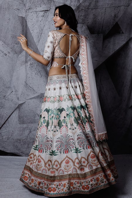 Archana Kochhar Floral Printed Raw Silk Bridal Lehenga Set