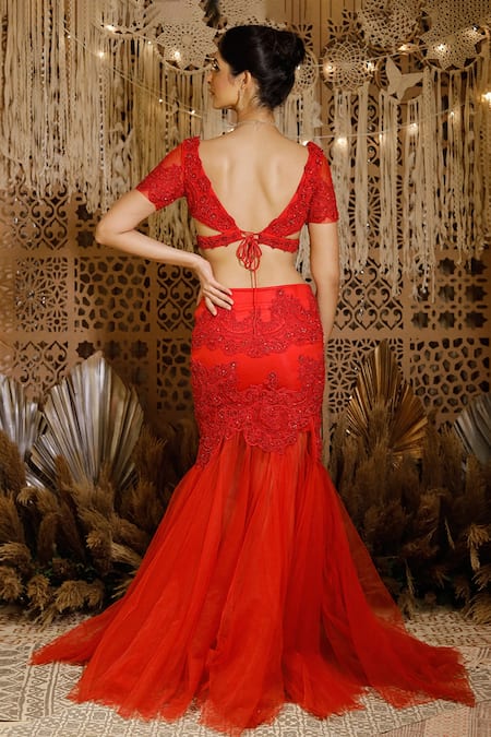 Archana Kochhar Lace Embroidered Lehenga & Blouse Set 