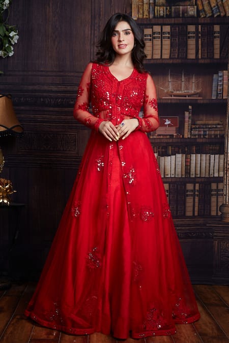 Archana Kochhar Mirror Embroidered Jacket & Lehenga Set 