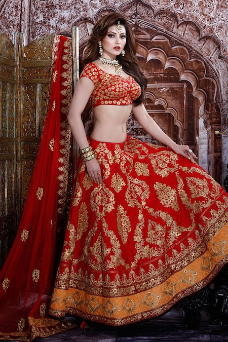 Archana Kochhar Swastik Gota Embroidered Bridal Lehenga Set 