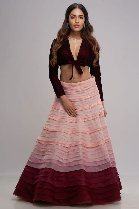 Archana Kochhar Textured Ombre Lehenga & Blouse Set 