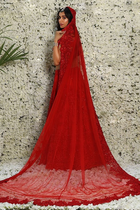 Archana Kochhar French Lace Embroidered Lehenga Set 