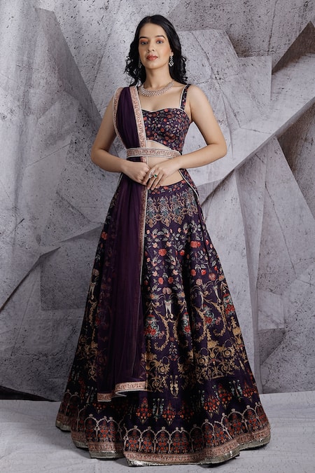 Archana Kochhar Raw Silk Printed Lehenga Set 
