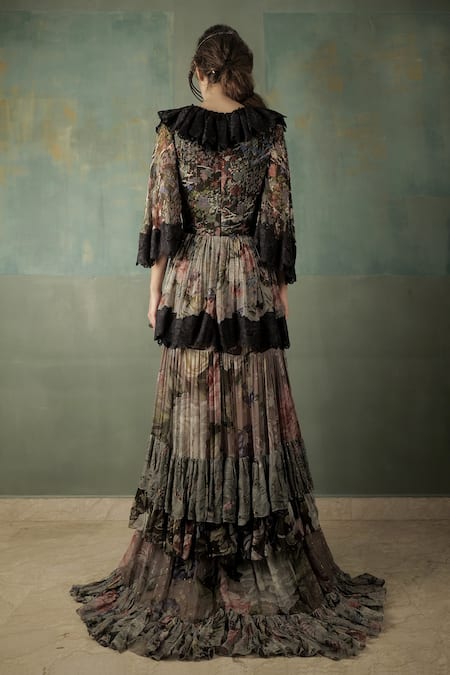 Nidhi Yasha Printed Layered Maxi Gown 