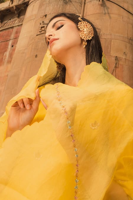 Label Earthen Chanderi Silk Kurta & Pant Set 