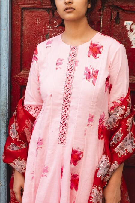 Buy Label Earthen Pink Cotton Round Printed Kurta Set Online at Aza Fashions Buy_Label Earthen_Pink Cotton Round Printed Kurta Set _Online_at_Aza_Fashions