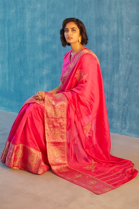 Label Earthen Chanderi Silk Saree with Blouse 