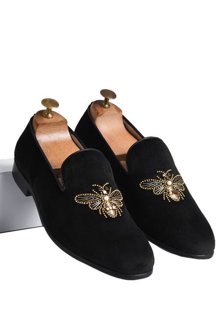 Luxoro Formello Black Embellished Amado Embroidered Loafers 