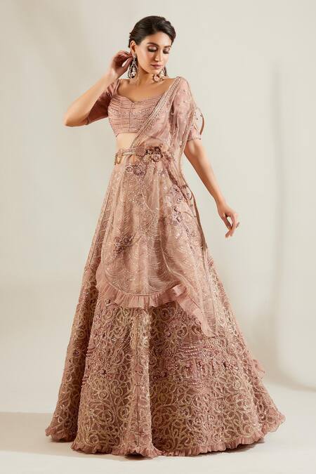 Buy Adaara Couture Purple Organza, Net, Satin Sweetheart Neck Embellished Bridal Lehenga Set Online at Aza Fashions Buy_Adaara Couture_Purple Organza, Net, Satin Sweetheart Neck Embellished Bridal Lehenga Set _Online_at_Aza_Fashions