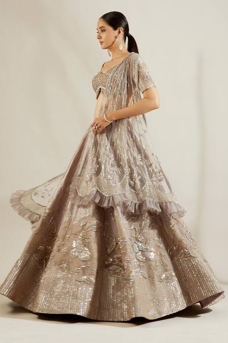 Buy Adaara Couture Grey Raw Silk, Organza, Net Sweetheart Neck Embellished Bridal Lehenga Set Online at Aza Fashions Buy_Adaara Couture_Grey Raw Silk, Organza, Net Sweetheart Neck Embellished Bridal Lehenga Set _Online_at_Aza_Fashions