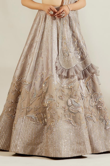 Adaara Couture Grey Raw Silk, Organza, Net Sweetheart Neck Embellished Bridal Lehenga Set at Aza Fashions Adaara Couture_Grey Raw Silk, Organza, Net Sweetheart Neck Embellished Bridal Lehenga Set _at_Aza_Fashions