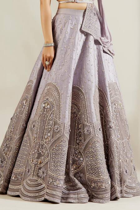 Shop Adaara Couture Purple Raw Silk, Net, Georgette Sweetheart Neck Embellished Bridal Lehenga Set Online at Aza Fashions Shop_Adaara Couture_Purple Raw Silk, Net, Georgette Sweetheart Neck Embellished Bridal Lehenga Set _Online_at_Aza_Fashions