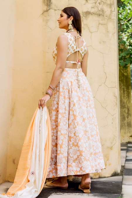 Missprint Chanderi Floral Print Lehenga Set 