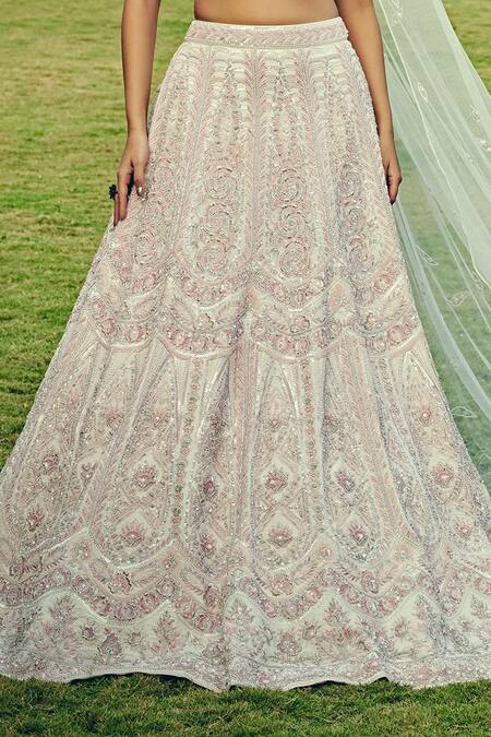 Buy Jigar & Nikita Pink Silk Sweetheart Neck Draped Sleeve Blouse And Lehenga Set Online at Aza Fashions Buy_Jigar & Nikita_Pink Silk Sweetheart Neck Draped Sleeve Blouse And Lehenga Set_Online_at_Aza_Fashions