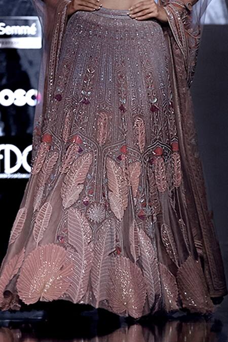 Abhishek Sharma Grey Organza Applique, Silk Thread And Beads Embroidered Bridal Lehenga Set Online at Aza Fashions Abhishek Sharma_Grey Organza Applique, Silk Thread And Beads Embroidered Bridal Lehenga Set _Online_at_Aza_Fashions