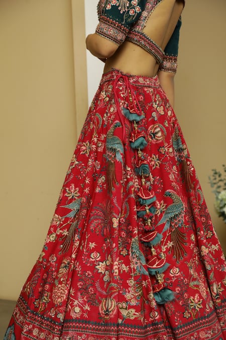 Kalista_Pink Dola Silk V Neck Aamya Lehenga Set _at_Aza_Fashions