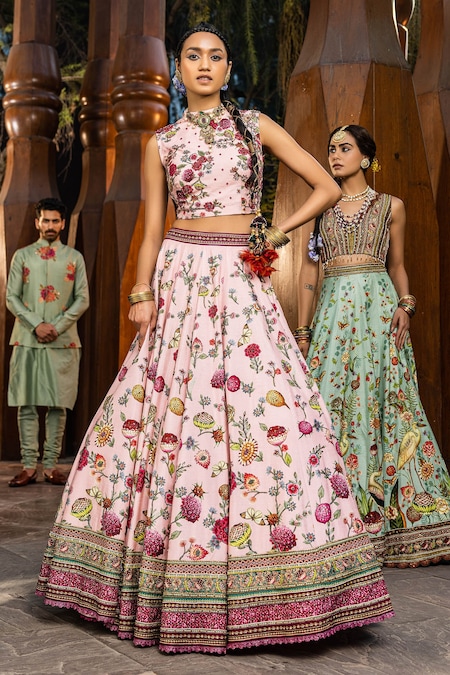 Pink Embroidered Fashion Forward Lehenga Skirt – Khattoi