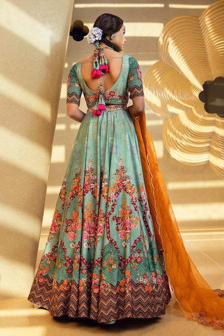 Kalista Ahanita Floral Print Bridal Lehenga Set 