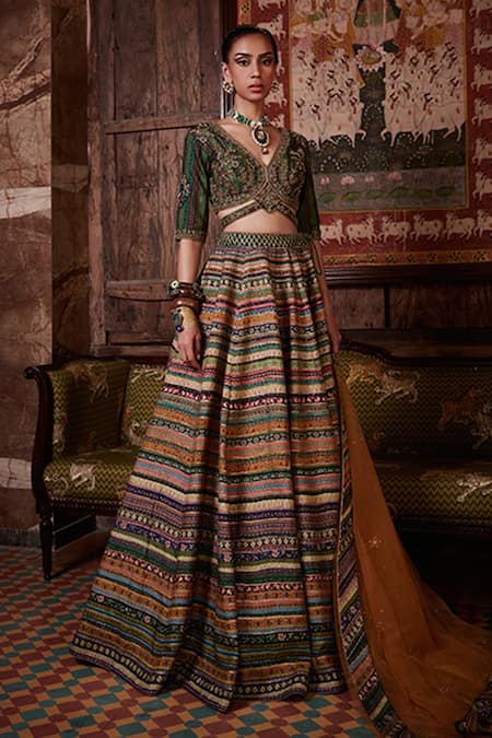 Kalista Noor Stripe Embroidered Bridal Lehenga Set 