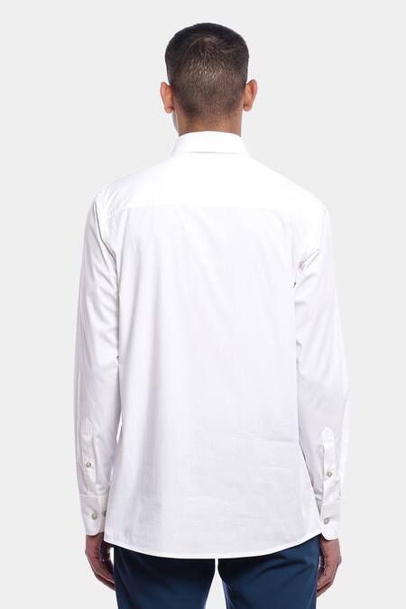 Shop Genes Lecoanet Hemant White Cotton Poplin Bren Shirt at Aza Fashions Shop_Genes Lecoanet Hemant_White Cotton Poplin Bren Shirt_at_Aza_Fashions