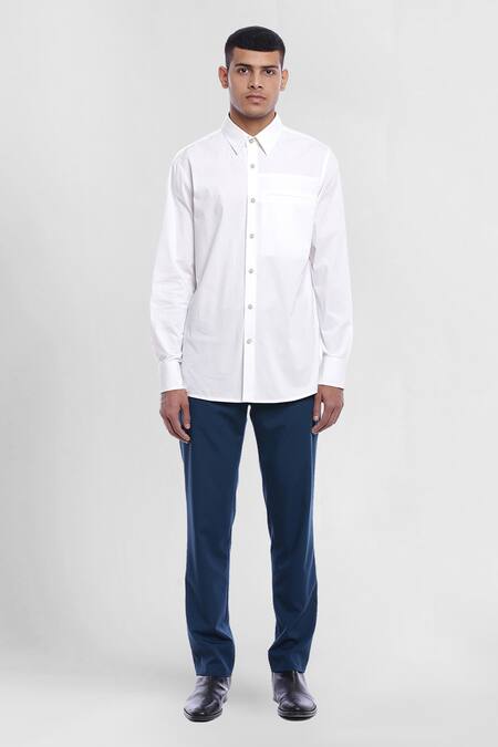 Genes Lecoanet Hemant White Cotton Poplin Bren Shirt Online at Aza Fashions Genes Lecoanet Hemant_White Cotton Poplin Bren Shirt_Online_at_Aza_Fashions