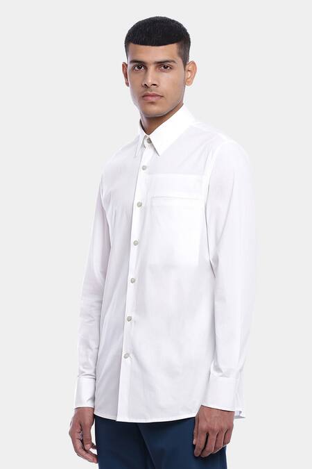 Buy Genes Lecoanet Hemant White Cotton Poplin Bren Shirt Online at Aza Fashions Buy_Genes Lecoanet Hemant_White Cotton Poplin Bren Shirt_Online_at_Aza_Fashions