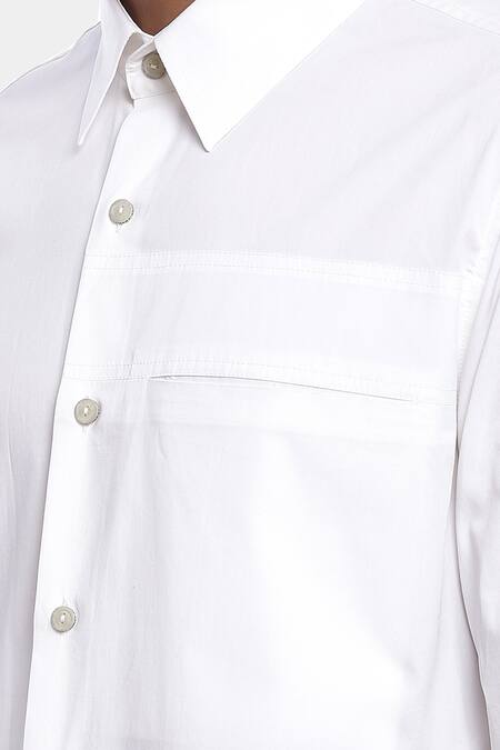 Shop Genes Lecoanet Hemant White Cotton Poplin Bren Shirt Online at Aza Fashions Shop_Genes Lecoanet Hemant_White Cotton Poplin Bren Shirt_Online_at_Aza_Fashions