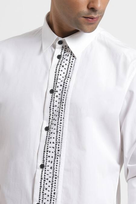 Genes Lecoanet Hemant_White Cotton Poplin Heath Printed Shirt_at_Aza_Fashions