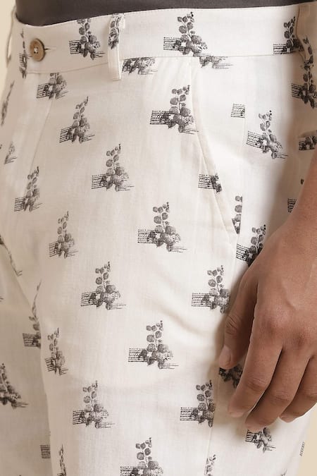 Buy_Genes Lecoanet Hemant_White Global Organic Textile Standard Certified Morell Floral Print Shorts_Online_at_Aza_Fashions