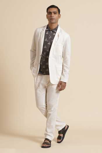 Shop Genes Lecoanet Hemant White Global Organic Textile Standard Certified Cotton Coel Trousers at Aza Fashions Shop_Genes Lecoanet Hemant_White Global Organic Textile Standard Certified Cotton Coel Trousers _at_Aza_Fashions