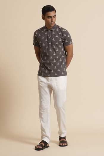 Buy Genes Lecoanet Hemant White Global Organic Textile Standard Certified Cotton Coel Trousers at Aza Fashions Buy_Genes Lecoanet Hemant_White Global Organic Textile Standard Certified Cotton Coel Trousers _at_Aza_Fashions