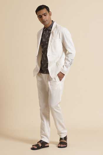 Genes Lecoanet Hemant White Global Organic Textile Standard Certified Cotton Coel Trousers Online at Aza Fashions Genes Lecoanet Hemant_White Global Organic Textile Standard Certified Cotton Coel Trousers _Online_at_Aza_Fashions